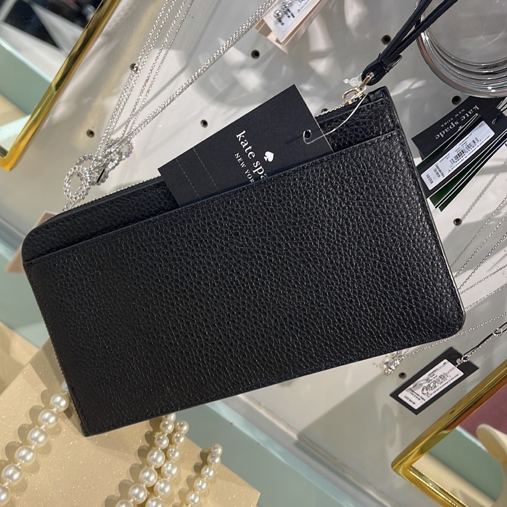 Kate Spade Medium Lucy L-Zip Wristlet Pebble Leather 
COLOR:
Black 
NWT - Picture 9 of 16